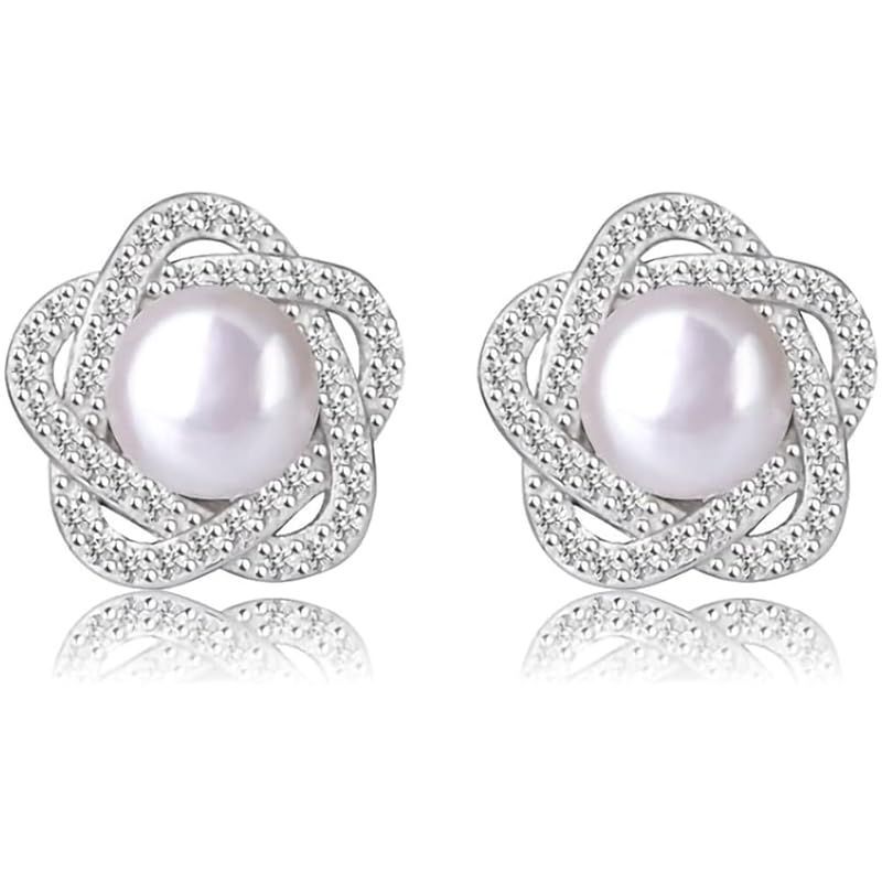 グラムジュエリー パール 真珠 一粒 ピアス レディース スター 星 パヴェ プラチナ仕上げ 金属アレルギー対応 シルバー925 プレゼント 女性 人気