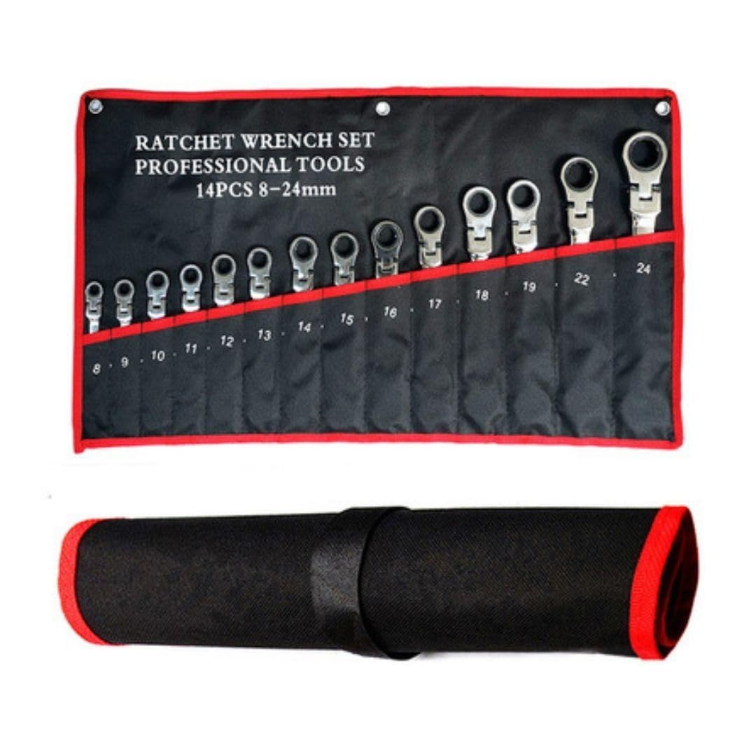 数量 首振り ラチェットレンチ 14本セット ケース付き 8mm~24mm フレックス ラチェット ギア レンチ セット 自動車整備工具 自転車整備 大きさ いろいろ スパナ コンビネーションレンチ ラチェットハンドル トルクレンチ ラチェットレンチ