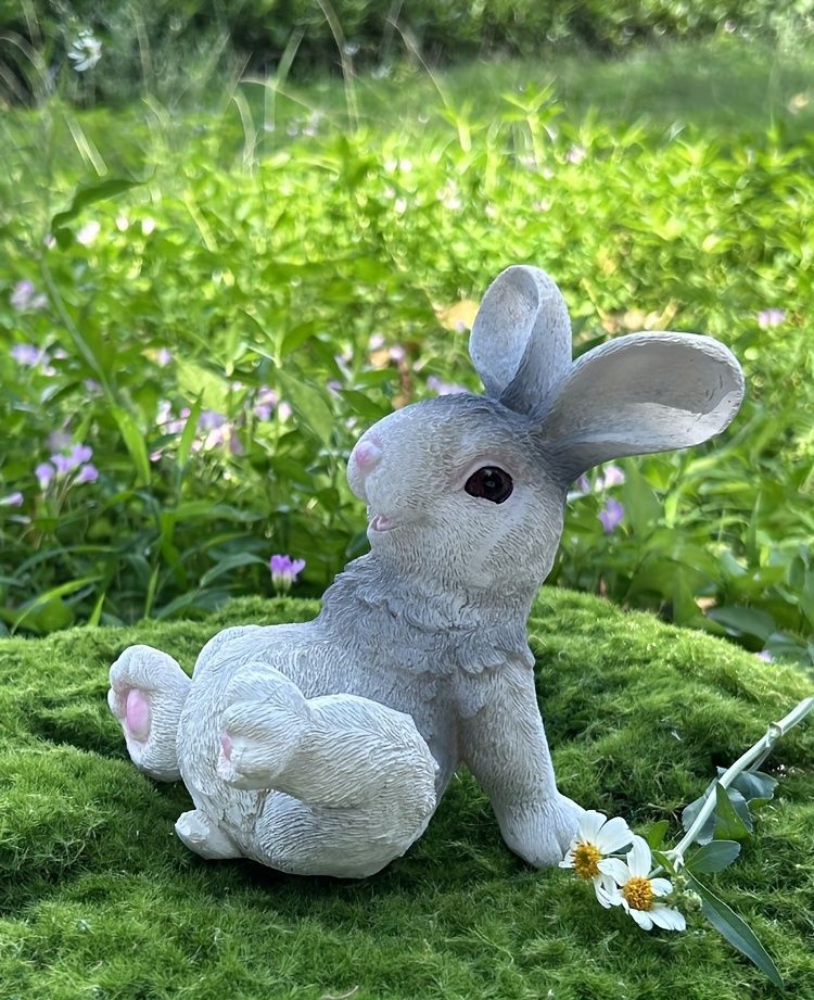 うさぎ置物 ガーデンオブジェ うさぎの親子 うさぎの置物 フレンドラビット親子３匹セット N１３９３４