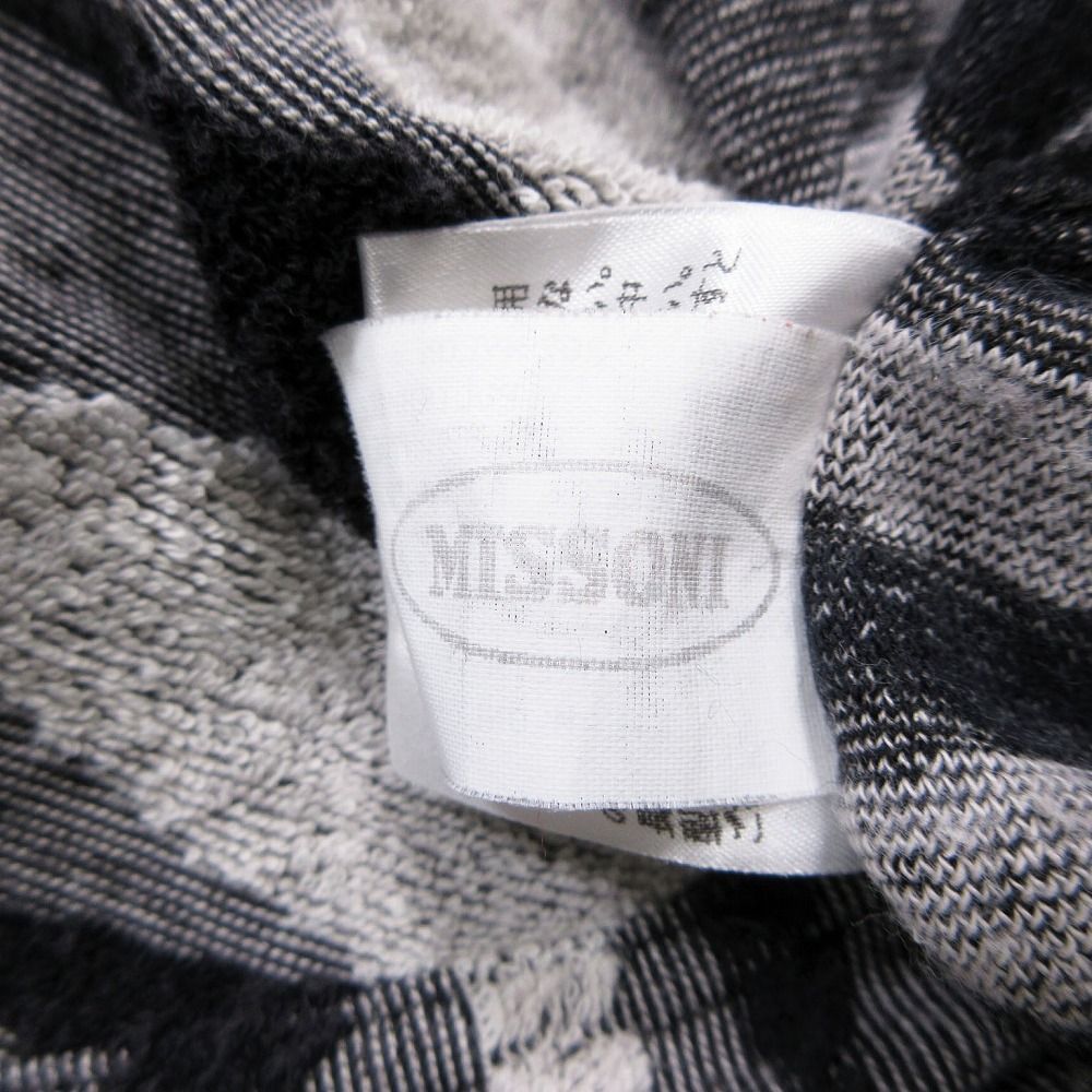 Vintage MISSONI ミッソーニ 総柄 ジップ パーカー 長袖 パイル地 幾何学柄 イタリア製 上着 50 L 黒白 メンズ レディース 【中古】 Vintage MISSONI ミッソーニ 総柄 ジップ パーカー 長袖 パイル