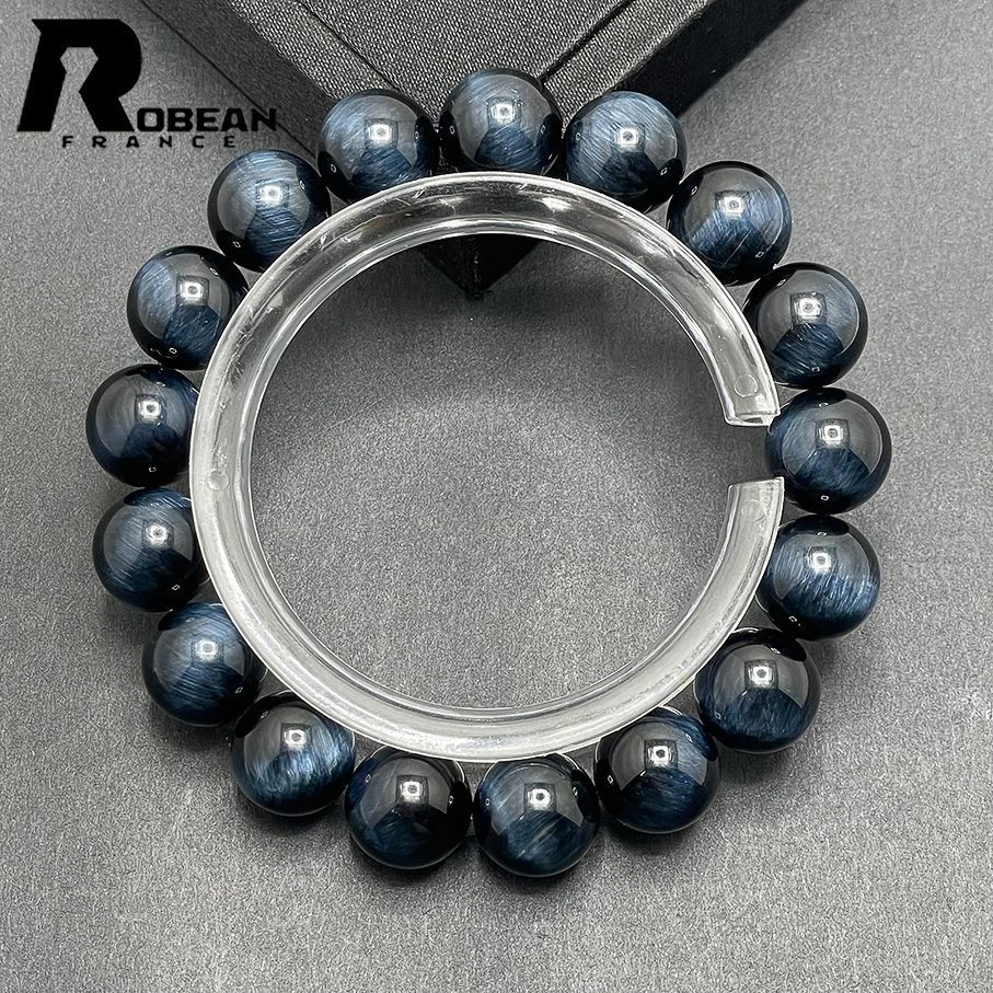 在庫切れ 逸品 EU製 定価5万円ROBEAN・ブルータイガーアイパワーストーン ブレスレット 天然石 原石 きれいめ 成功 幸運 貴重 幸運 贈り物 ギフト プレゼント 約12.1-12.3mm M501053
