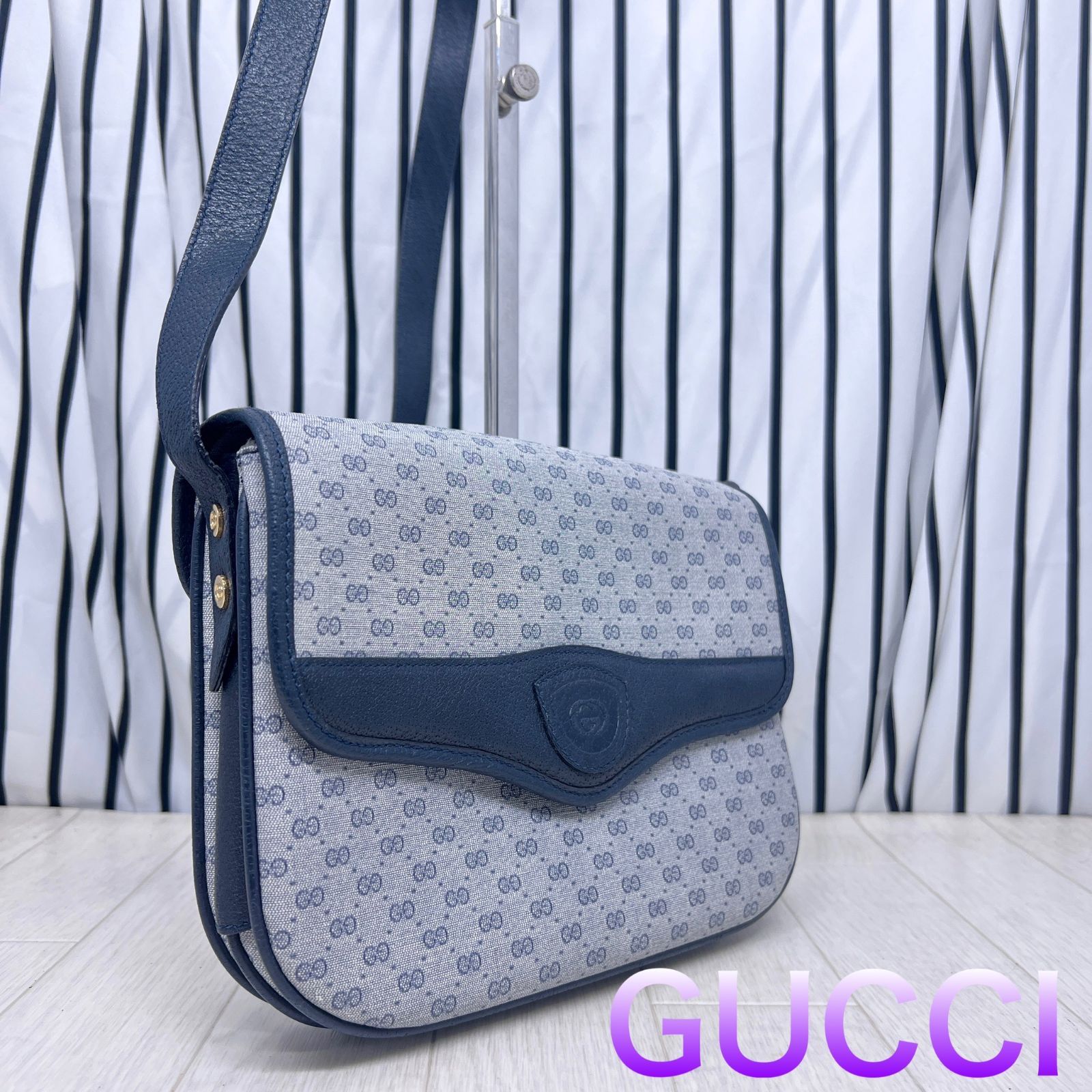 【美品】GUCCI GG柄オールドグッチPVC斜めがけショルダーバッグ