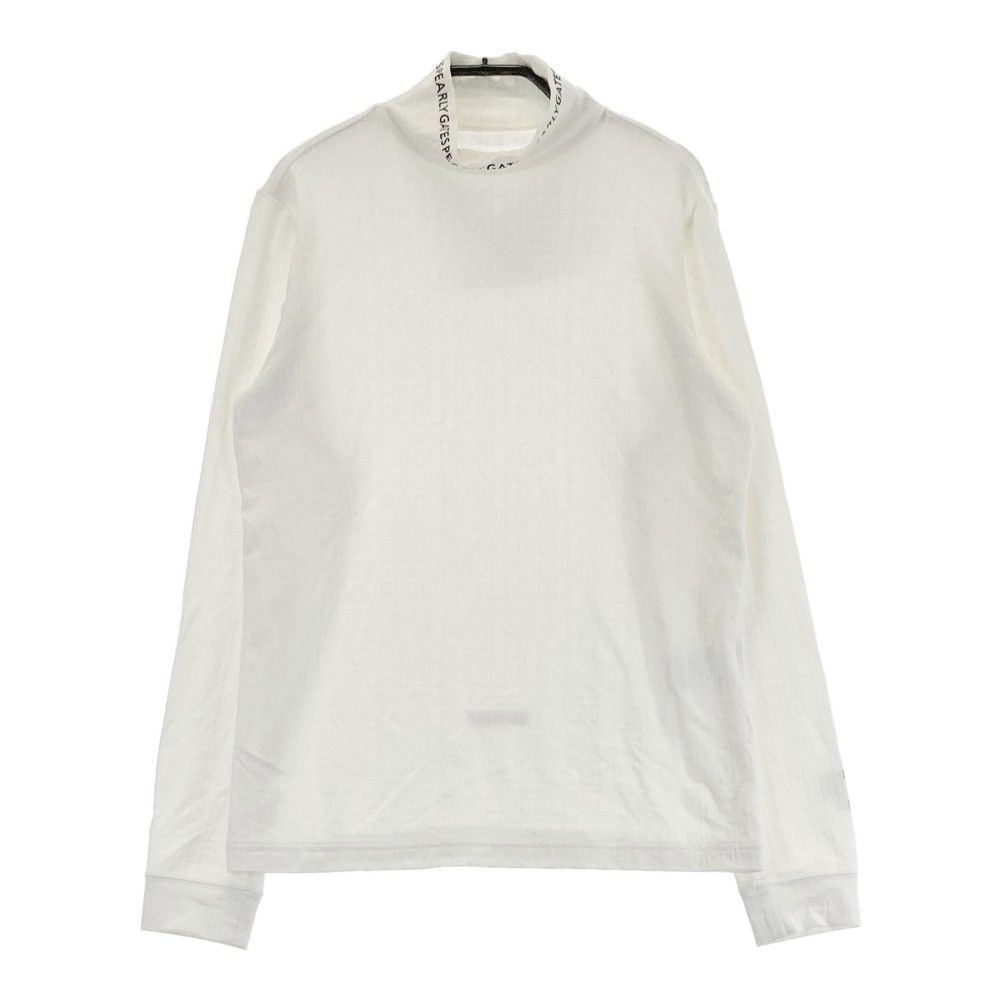 サイズ：1 PEARLY GATES パーリーゲイツ 2024年モデル ハイネック 長袖Tシャツ ネックプリント 総柄 ホワイト系 [240101393788]# ゴルフウェア レディース ストスト