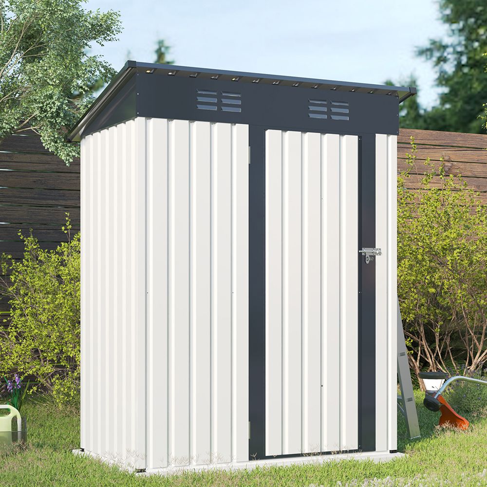 夏セール開催中！ 14 割 大型屋外物置 ブラック ホワイト 三角棚 補強フレーム付き 防水 鍵付き