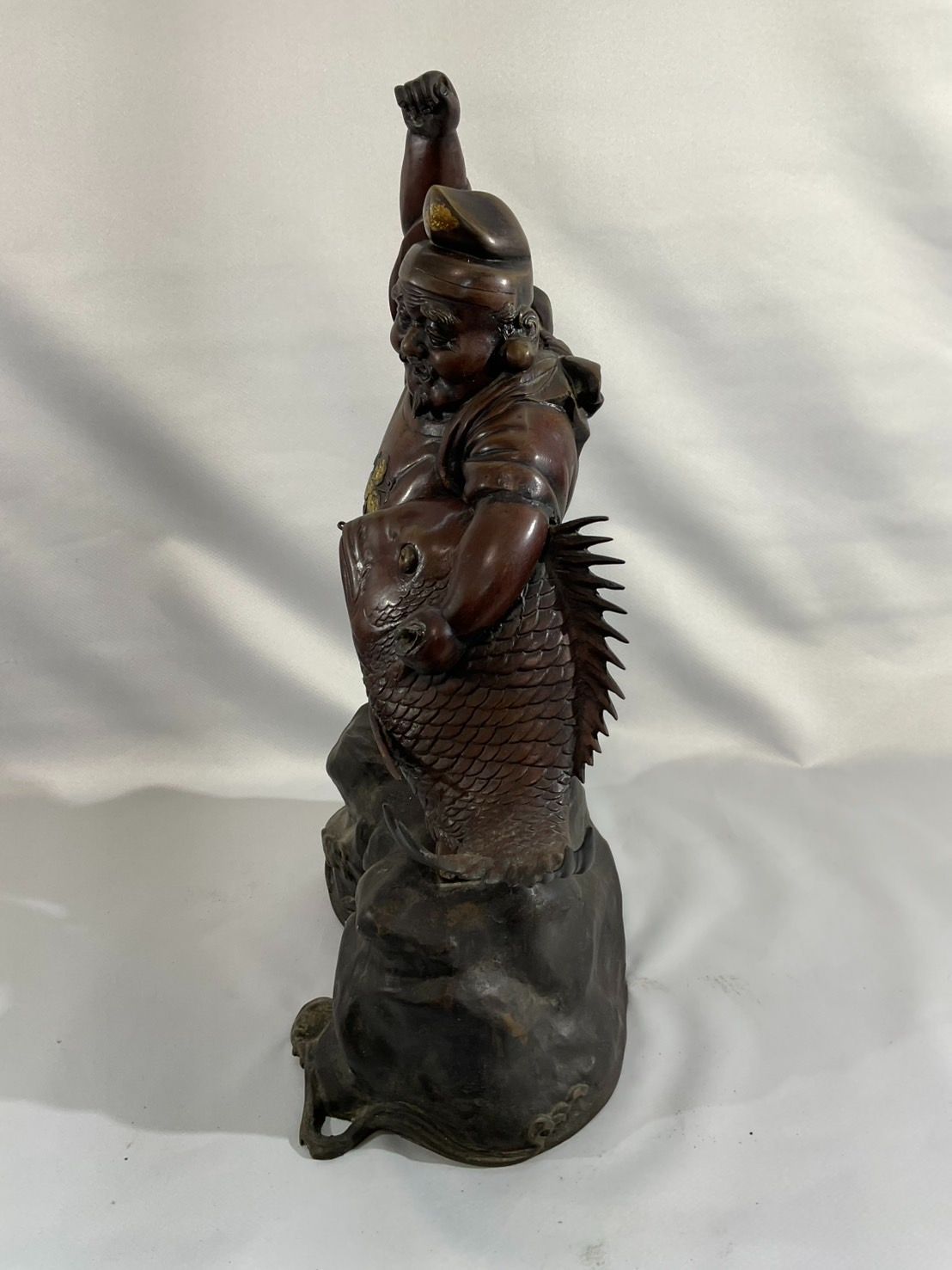 恵比寿 鯛釣 置物 吉祥 縁起物(ZE489) 特大 恵比寿 置物 恵比寿様 縁起物 鯛抱き恵比寿 金属工芸品 【公式通販】