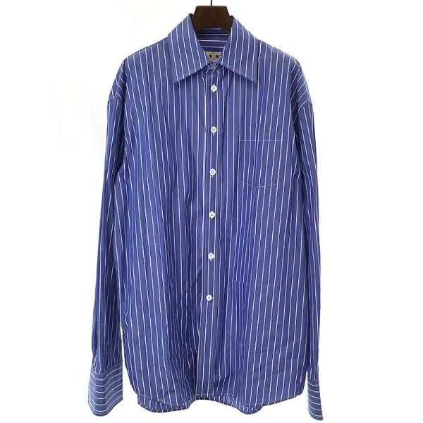 MARNI 20AW ストライプシャツ MARNIマルニ20AWオーバーサイズストライプシャツブルーサイズ:46