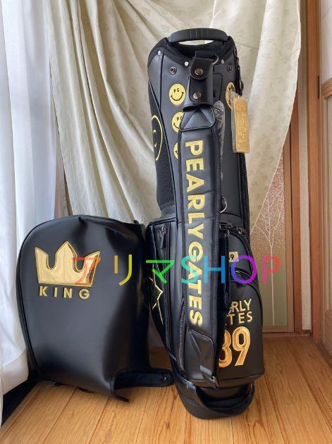 【新品】パーリーゲイツ　ロゴ入り　キャディバッグ　黒金 新品】パーリーゲイツ ロゴ入り キャディバッグ 黒金 新品
