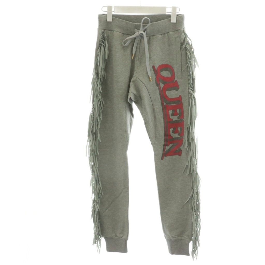 ドレスキャンプ DRESSCAMP 15SS QUEEN ジョガーパンツ フリンジ ロゴ プリント 44 グレー 31-15S20601 |AN22