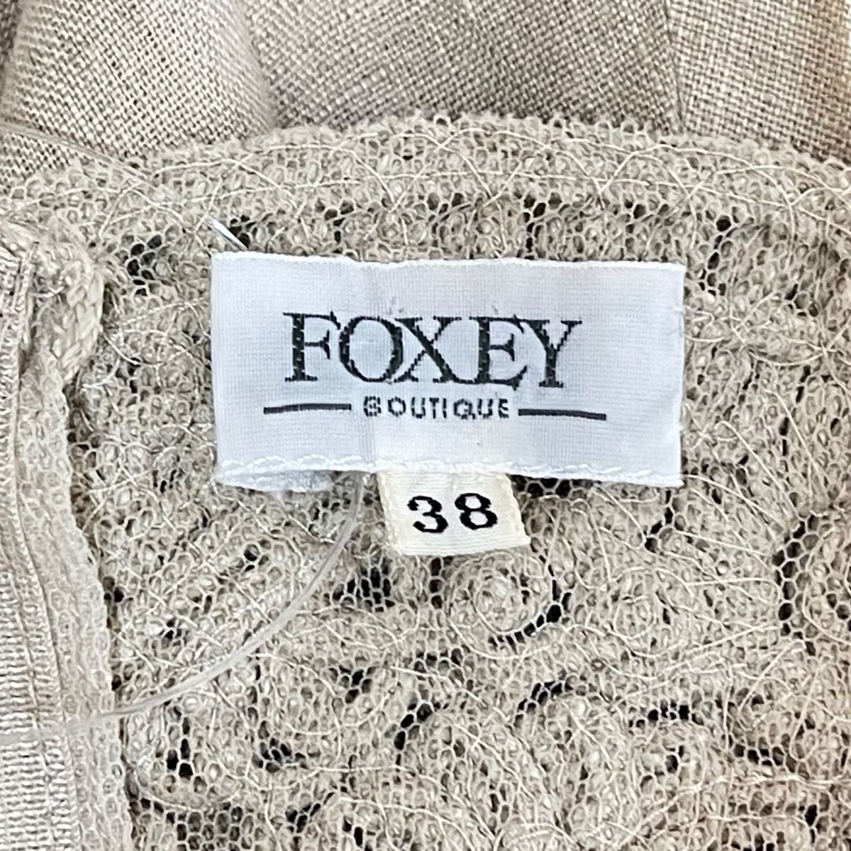 FOXEY(フォクシー) ワンピース サイズ38 M レディース美品 - ベージュ ノースリーブ/ロング/レース