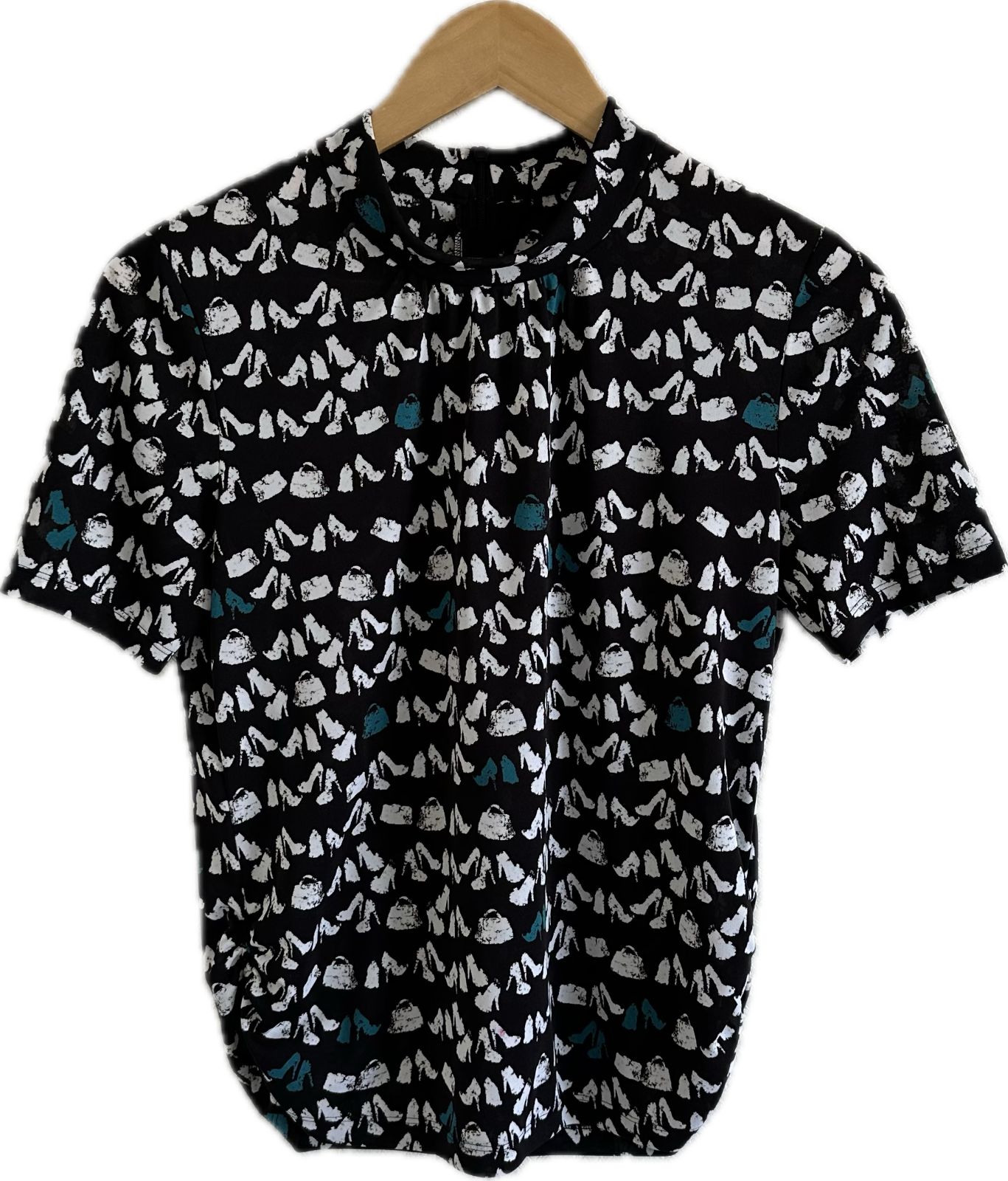 z1409 【美品】Leilianレリアン 半袖ブラウストップス ブラック