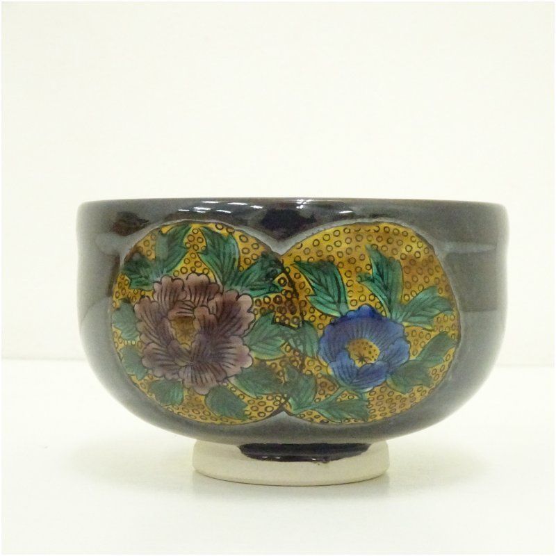 骨董　雲錦大茶碗 茶道具 煎茶道具 抹茶道具 抹茶碗 茶器 共箱 九谷焼 作家物 窓絵茶碗（共箱） 茶道 抹茶 おしゃれ 抹茶茶碗