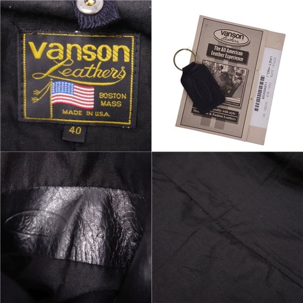 美品 バンソン VANSON ジャケット 1126509 レザージャケット ジップアップ カーフレザー 本革 アウター メンズ アメリカ製 40 ブラック