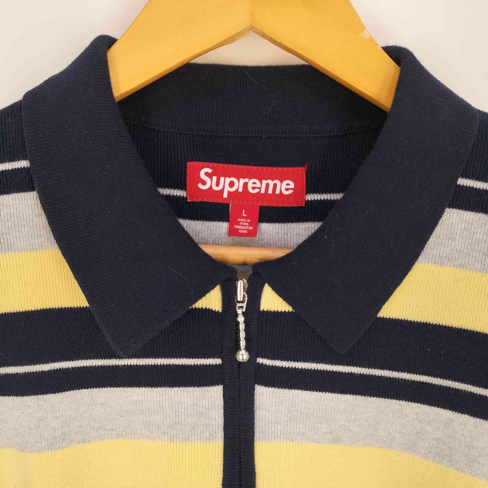シュプリーム Supreme Stripe Zip L/S Polo ストライプ ジップ ロング