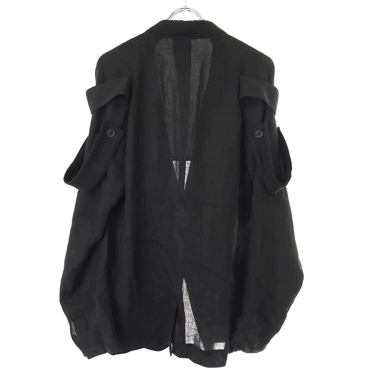 Yohji Yamamoto Pour Homme リネンブラックジャケット Yohji Yamamoto