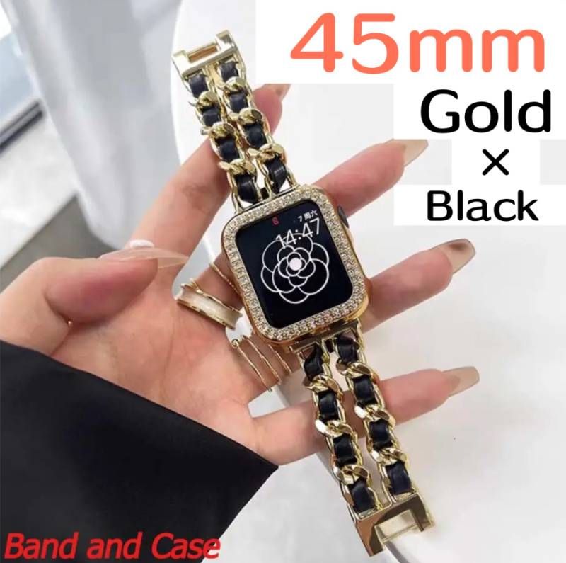 45mm ブラックゴールド アップルウォッチ カバー キラキラ ケース