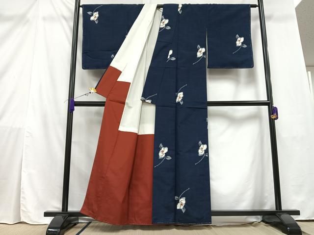 平和屋着物○上質な紬 十字絣文様 正絹 逸品 AAAY6638zg