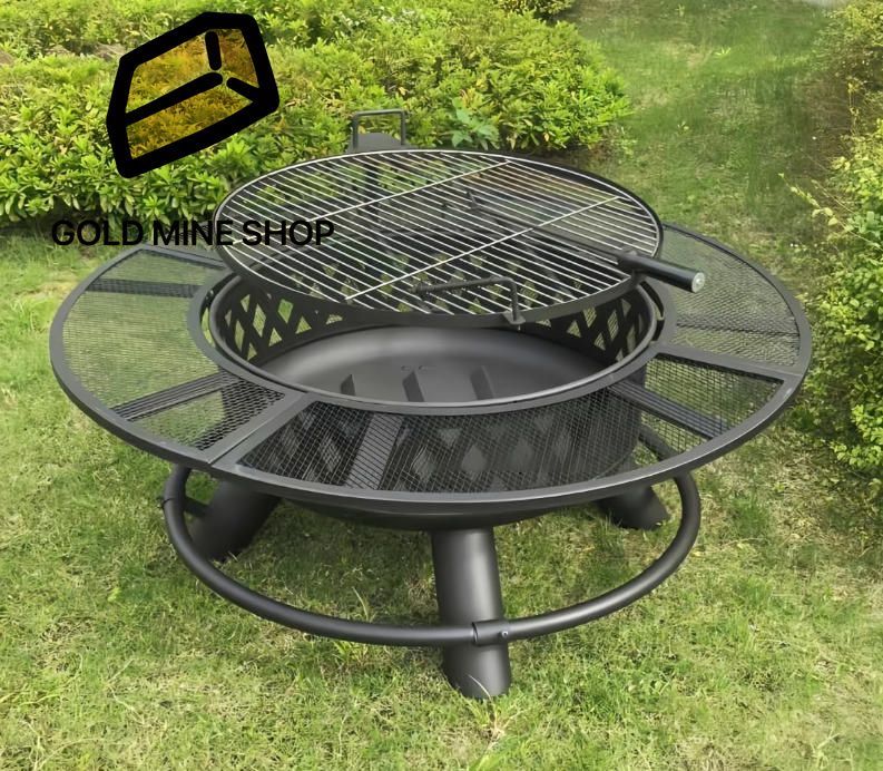 大人数向けバーベキューファイヤーピットテーブル｜5～10人家族キャンプに最適｜耐熱多目的キャンプファイヤーラック