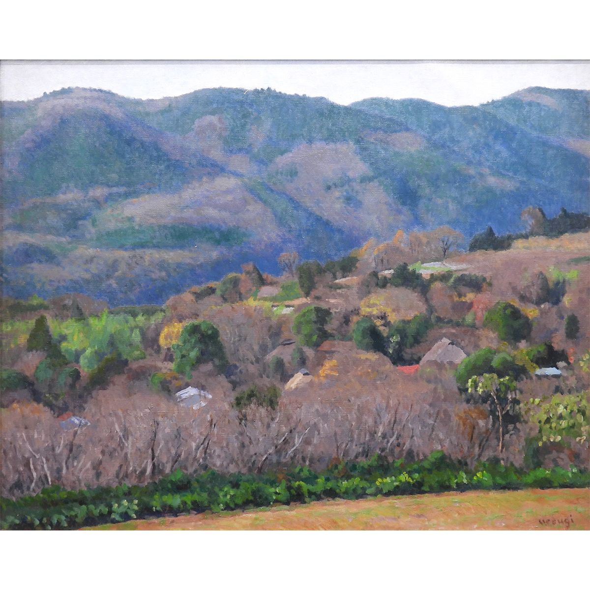 上杉吉昭 千村晩秋 油彩30号 風景画 百貨店個展多数 原画 絵画 真作保証 上杉吉昭 千村晩秋 油彩30号 風景画 神奈川県秦野市の山間 四季