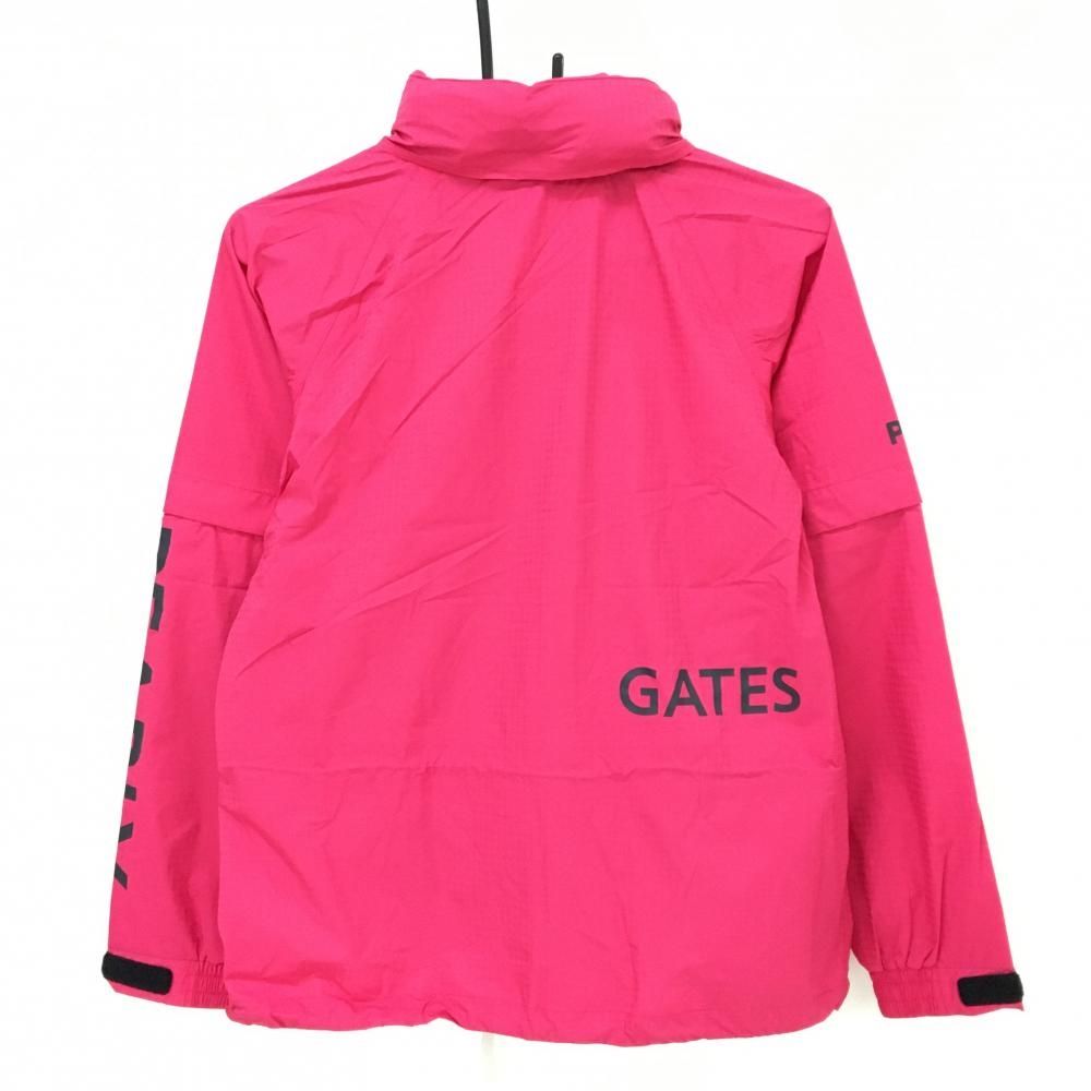 パーリーゲイツ 2WAYレインジャケット ピンク×黒 総柄地模様 裾ドローコード レディース 0 S ゴルフウェア PEARLY GATES