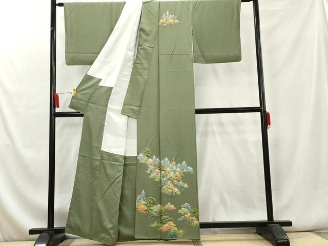 平和屋着物▽訪問着 手描き 枝花文 正絹 逸品 CAAW4521hy