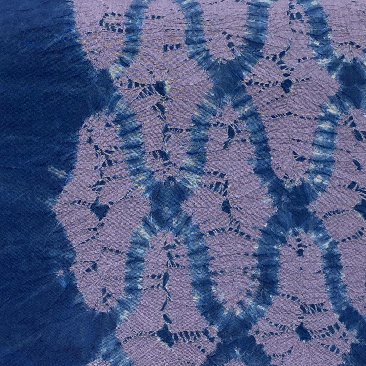 付け帯 秀品 作り帯 網目 幾何学模様 絞り 藍色 正絹