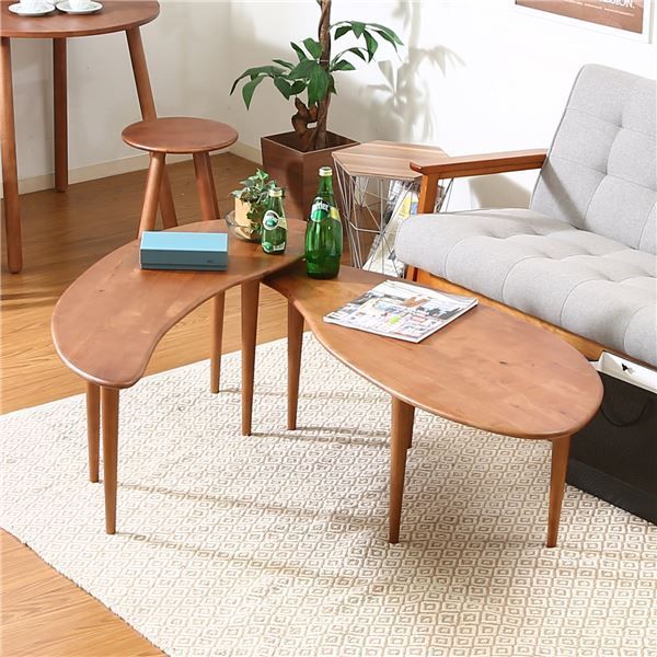 センターテーブル ローテーブル 大小2台セット 幅114cm ミディアムブラウン 木製 Natural Signature COFFEE リビング ダイニング〔代引不可〕 ローテーブル センターテーブル 約幅114cm 大小2台セット ミディアム