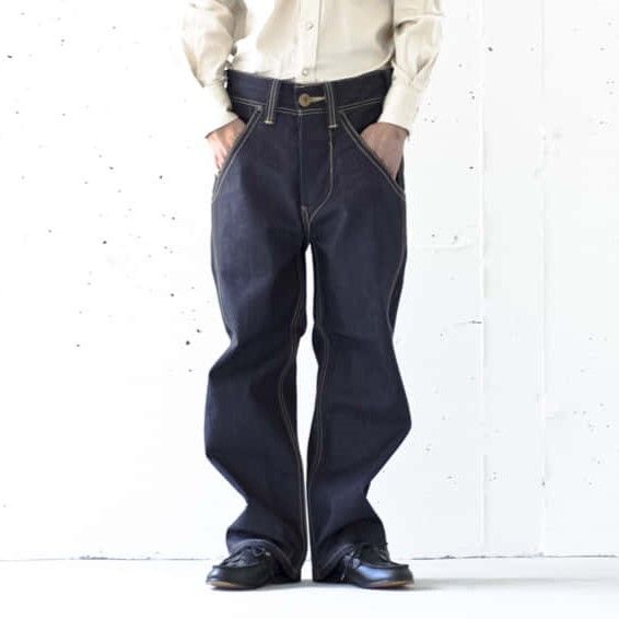 Lee x L'ECHOPPE リー レショップ 別注 日本製 COWBOY DENIM PANTS カウボーイ デニムパンツ LB0135 32 Indigo ワイド ジーンズ ボタンフライ ボトムス【Lee × L'ECHOPPE】