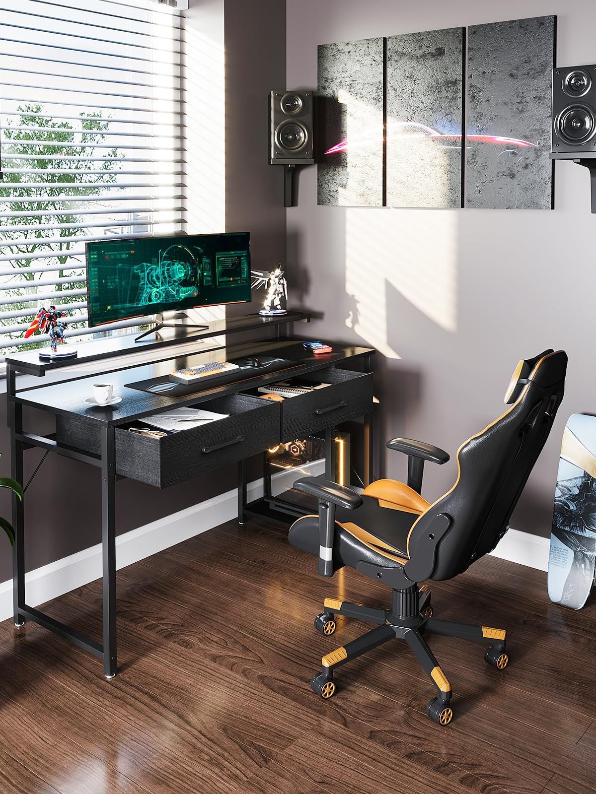 ラック付きデスク