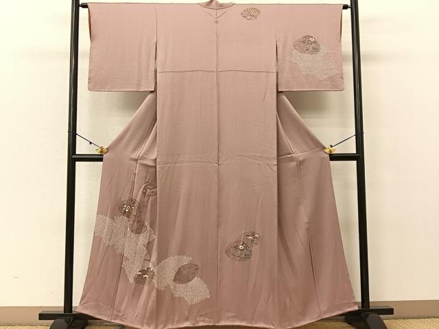 (最終市) No.2612 未使用正絹染色作家(大島明氏)金彩訪問着　落款　美品 平和屋着物▽染織作家 染織デザイナー 大島明 訪問着 向かい鳥花唐草文