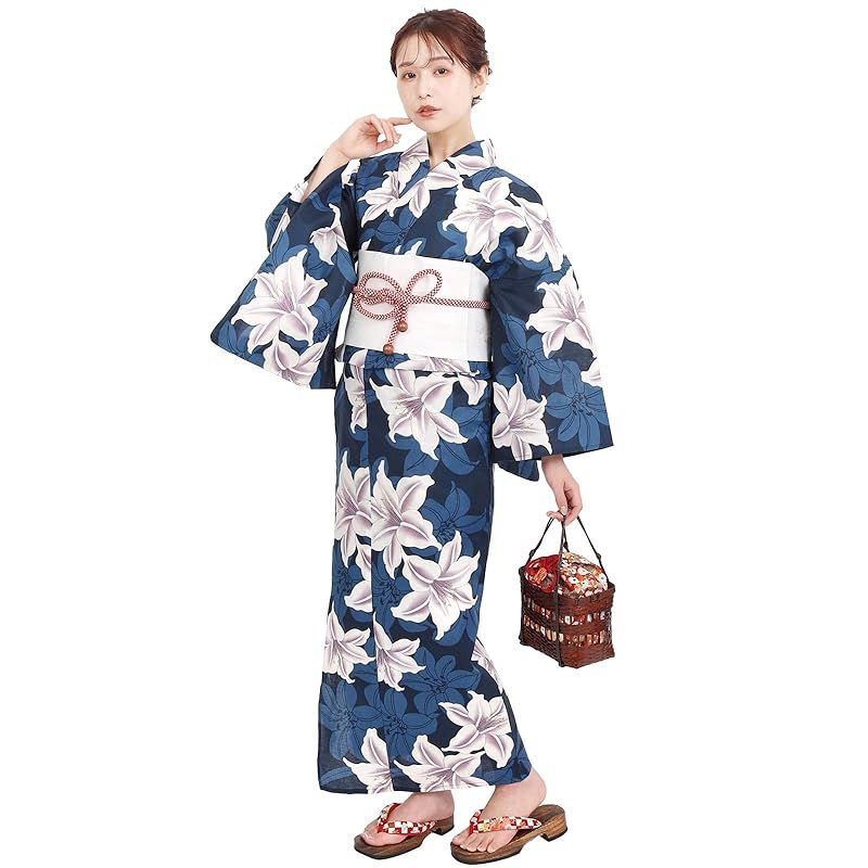 Dita】【夏の牡丹重ね】浴衣4点セット(ゆかた・帯・下駄・腰ひも) Dita