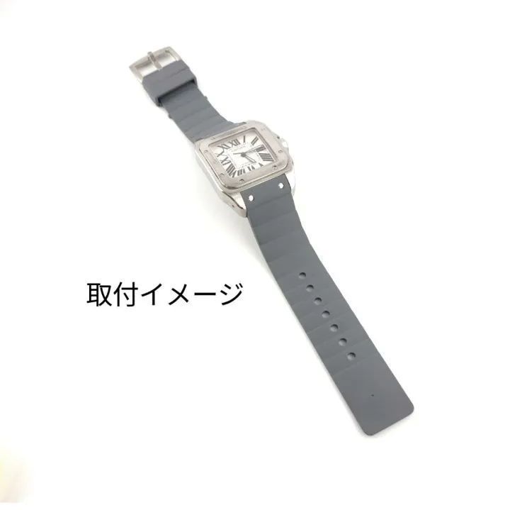 23mm 腕時計 シリコン ラバーベルト グレー Dバックル 【対応】カルティエ サントス100 LM Cartier - メルカリ