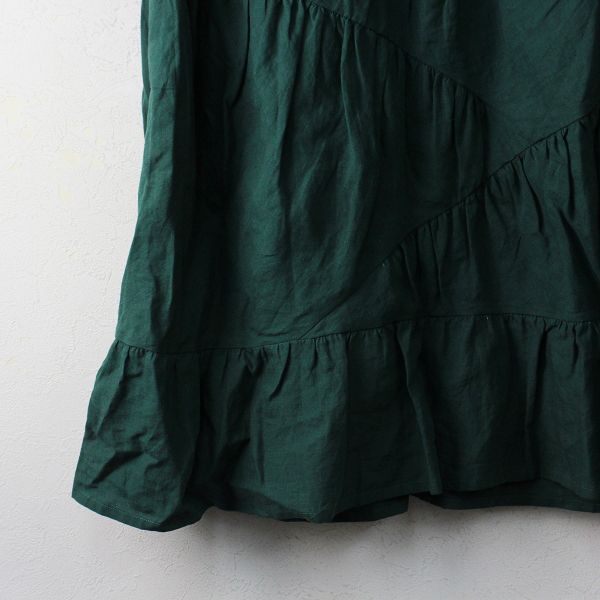 ミナペルホネン リネン ランダムギャザーフレアスカート 2022 M~L 極美品