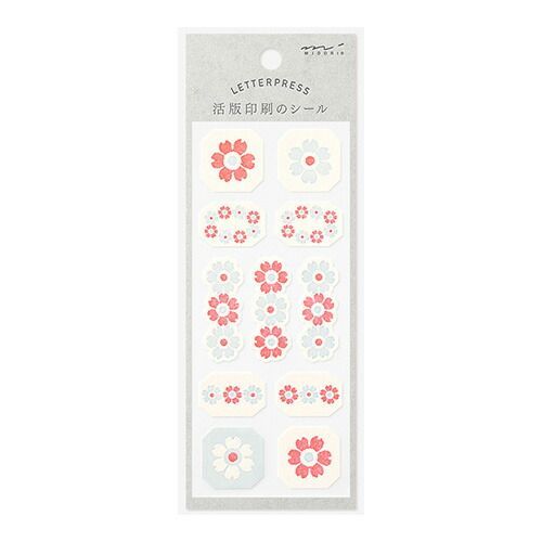 まとめ ミドリ シール 活版 花フレーム柄 水色 82506 ×30セット