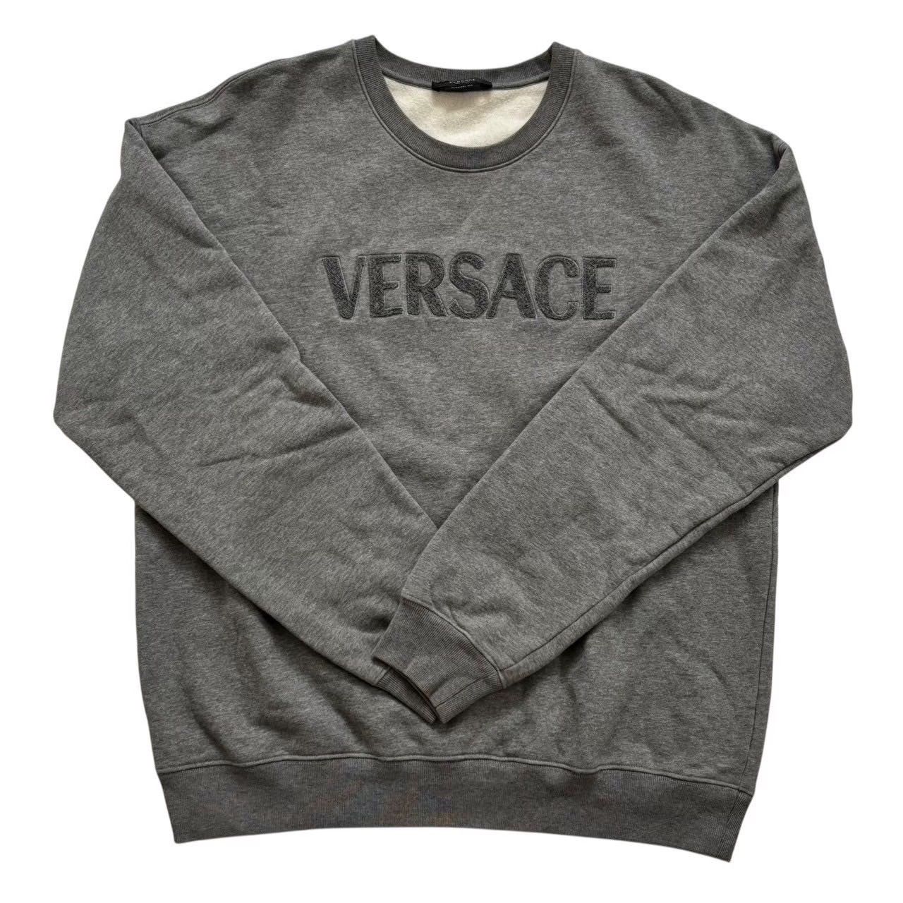 VERSACE ヴェルサーチェ ロゴ入りスウェットシャツ グレー 裏起毛 プル 