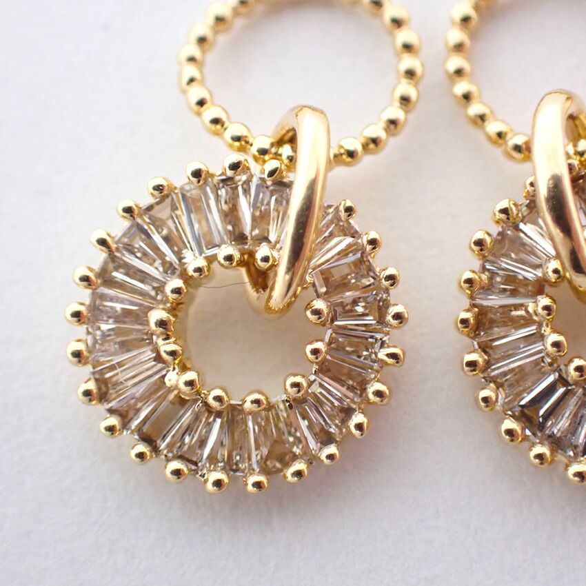 K18 ダイヤチャーム 2pc ペンダントトップ||j55-52