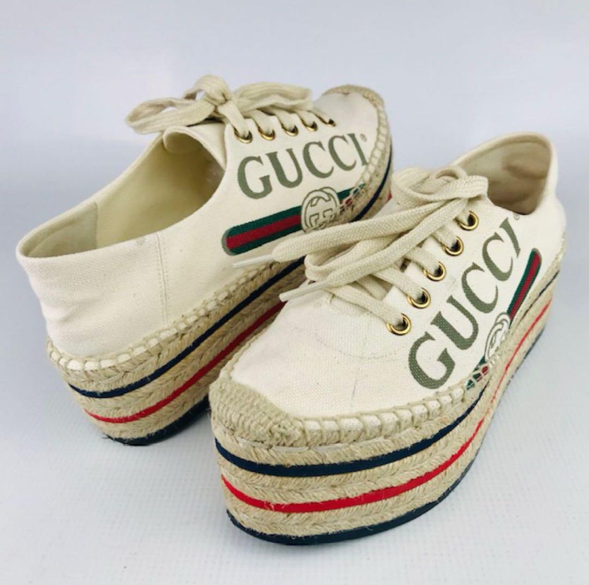 良品☆GUCCI・グッチ レディース キャンバス ヴィンテージブランドロゴ 