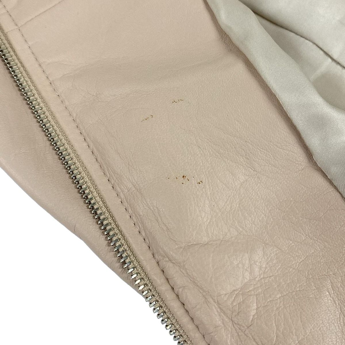 ピンクベージュ 長袖|レザー|ジップアップ|春|秋