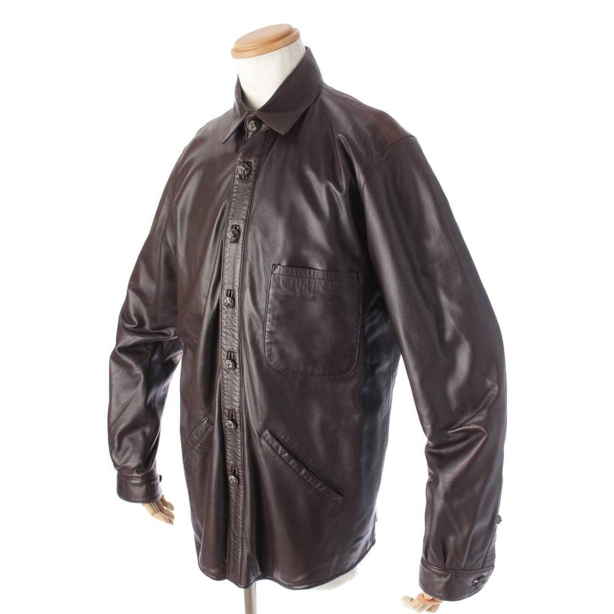 クロムハーツ】Chrome Hearts クロスボール レザー シャツジャケット  