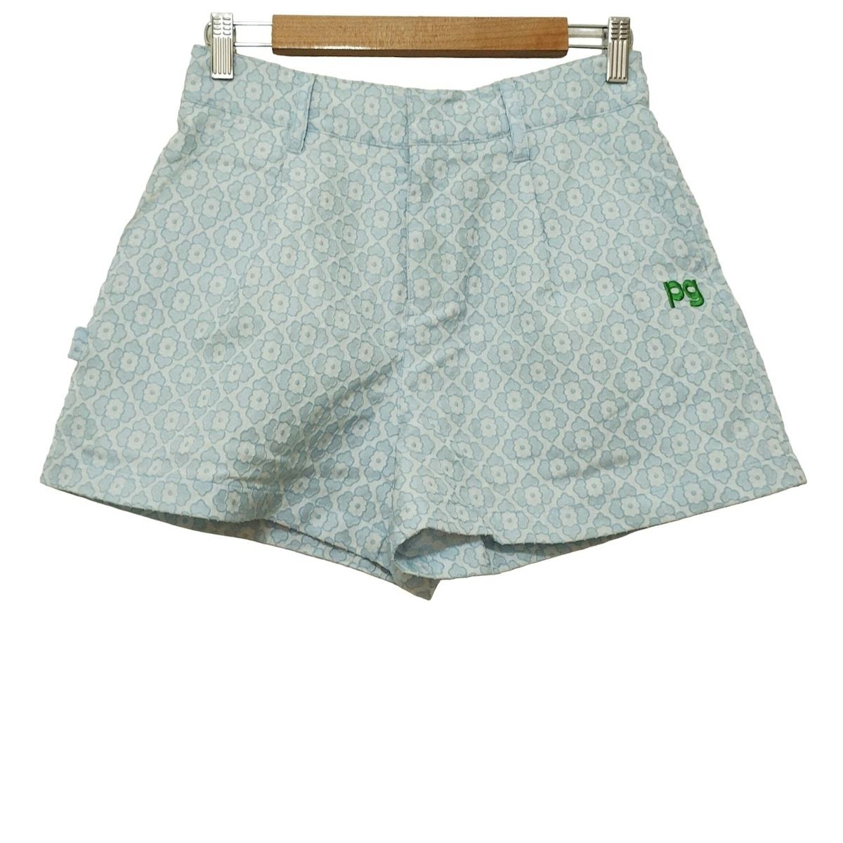 PEARLY GATES パーリーゲイツ ショートパンツ サイズ1 S レディース - ライトブルー×ライトグレー 花柄