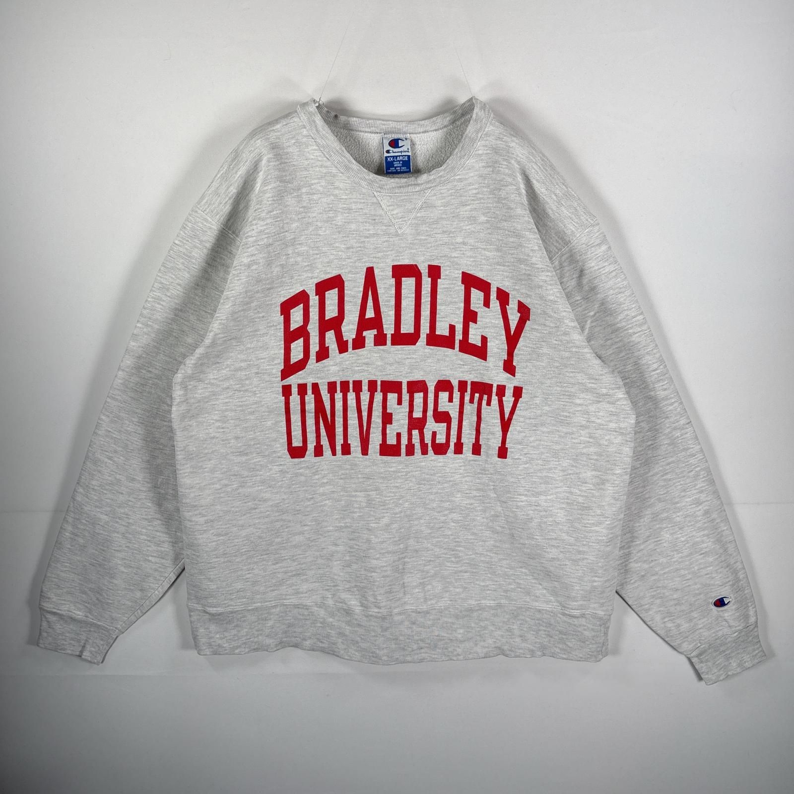 古着 チャンピオン Champion スウェット クルーネック カレッジ 前Vガゼット BRADLEY UNIVERSITY XXL  グレー メンズ