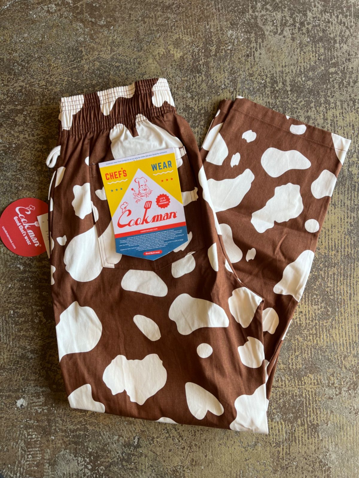 クックマンCOOKMAN CHEF PANTS 新品 COW 牛柄BROWN ブラウン