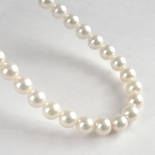 未使用品 ネックレス ホワイト 全長42cm パール 本真珠 パール ネックレス 42cm 本真珠 約6.5～7mm ホワイト系 冠婚葬祭