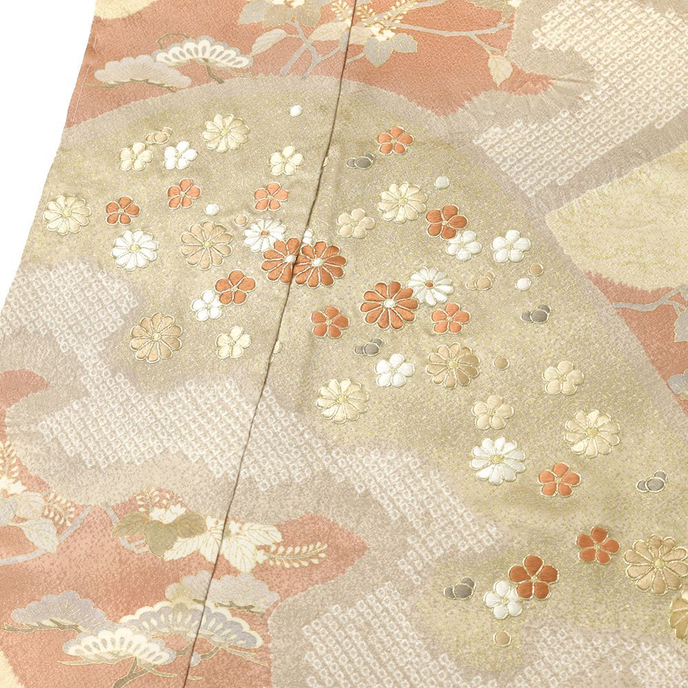 袋帯 十日町 青柳謹製【大喜百花】菊 刺繍 銀通し 絞り お太鼓柄