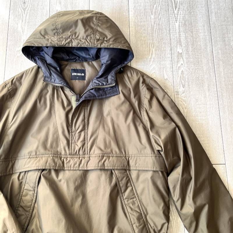 90s Vintage UNIQLO Padded Half Zip Anorak Parka Men's L Navy Tag