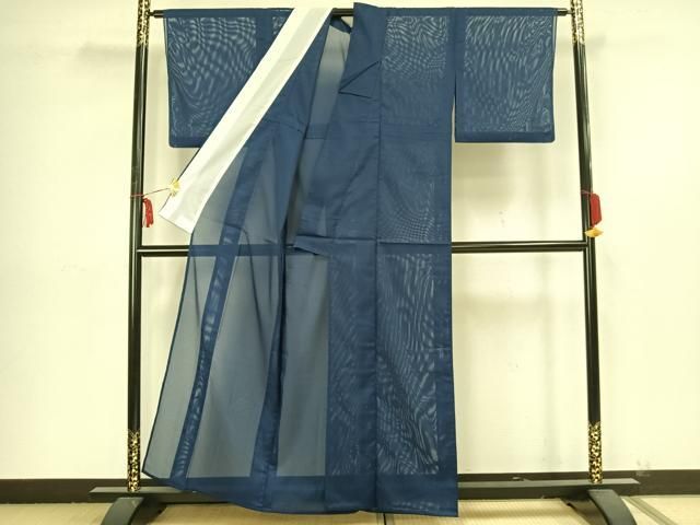 平和屋着物＊夏物 色無地 吉祥紋紗 紺瑠璃色 洗える着物 CAAW3074ut