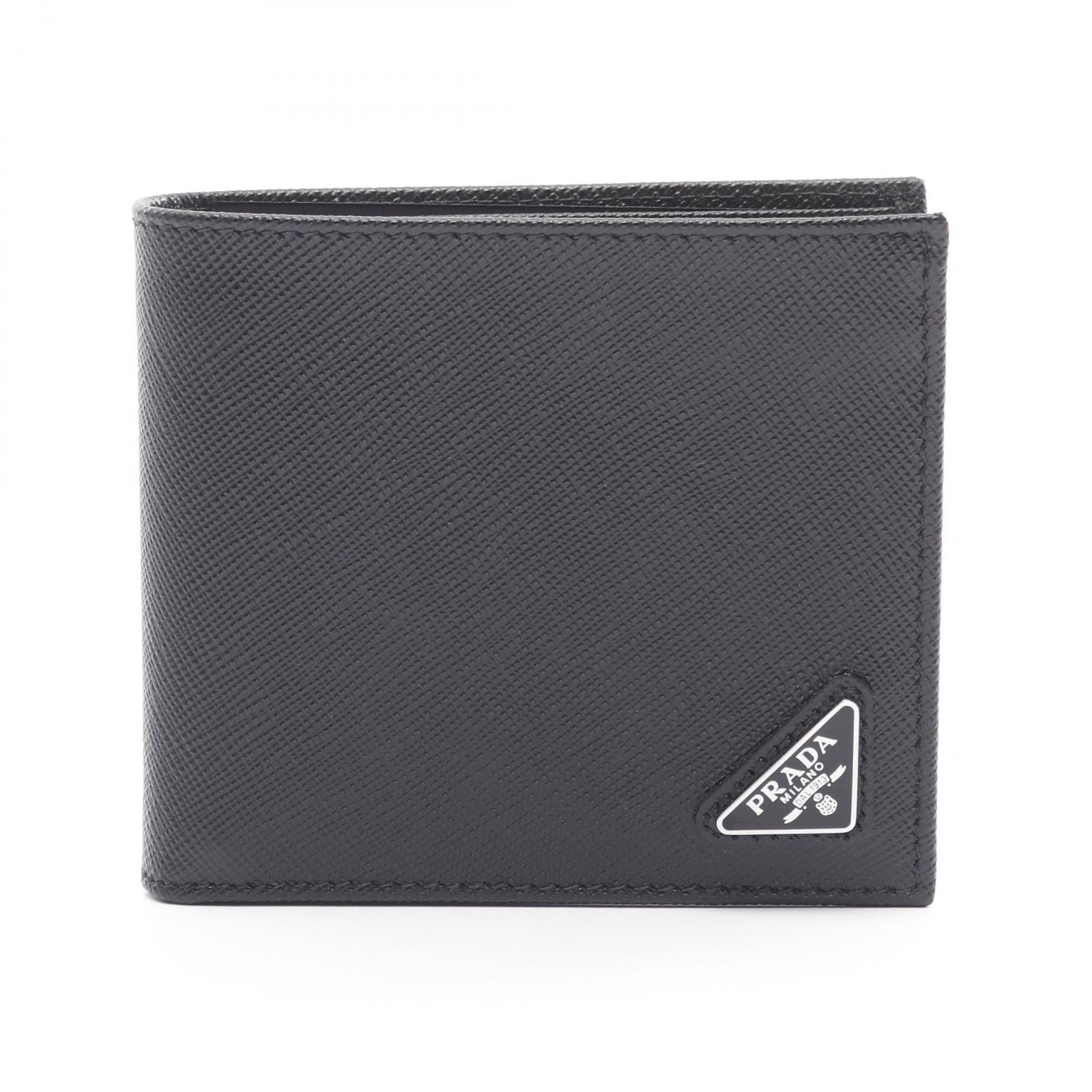 プラダ PRADA 二つ折り財布 SAFFIANO TRIANG 2MO738QHHF0002 ブラック サフィアーノレザー 二つ折り財布 メンズ