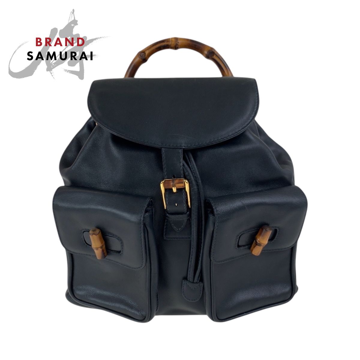 美品 GUCCI グッチ ヴィンテージ バンブー ブラック 黒 ブラウン  