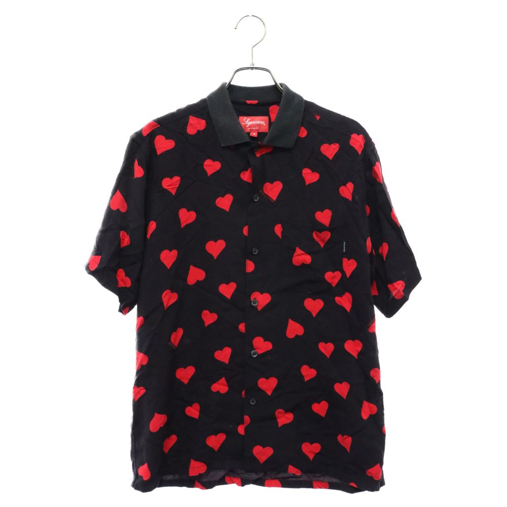 SUPREME (シュプリーム) 17SS Hearts Rayon Shirt White 総柄 ハート レーヨン 半袖シャツ ブラック - メルカリ