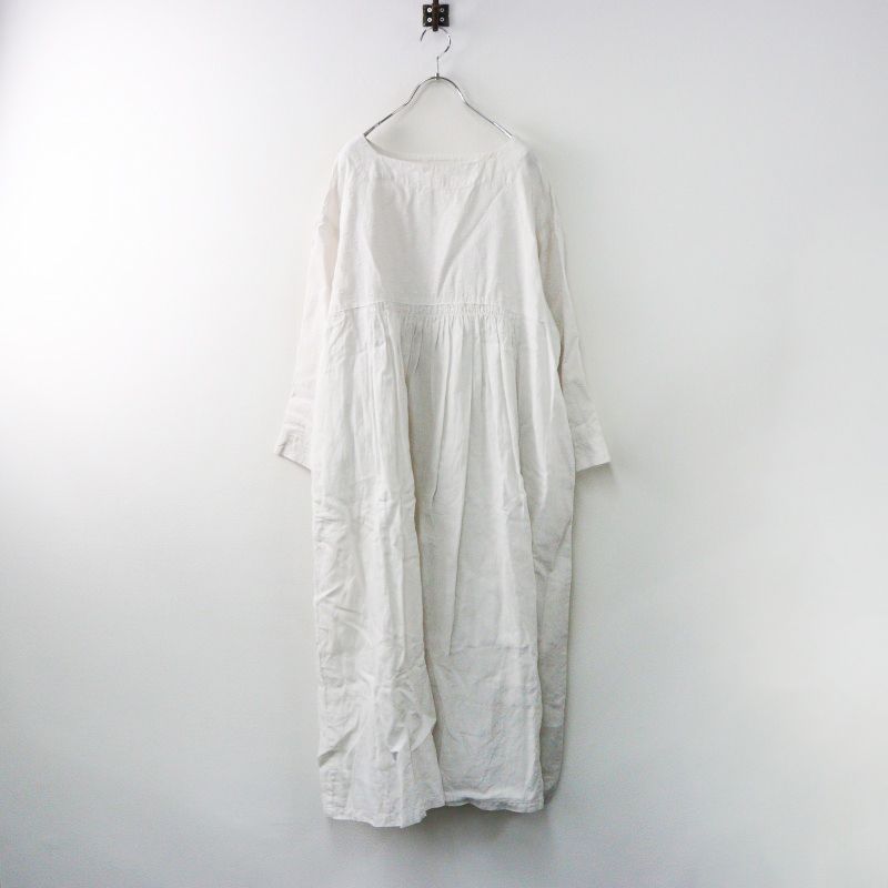 2025AW 定価4.1万 ネストローブ nest Robe リネンドットジャガードワンピース F|オフホワイト ドレス 水玉 ロング 2400014427509