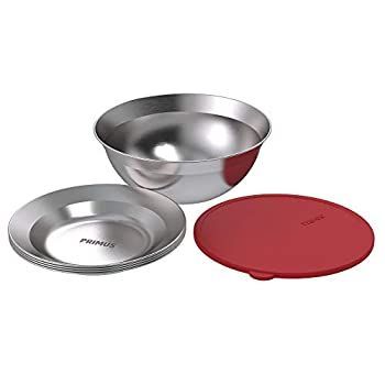 Primus CampFire サービングキット ステンレススチールプレート ボウル シリコン蓋 キャンプ-アウトドア料理用